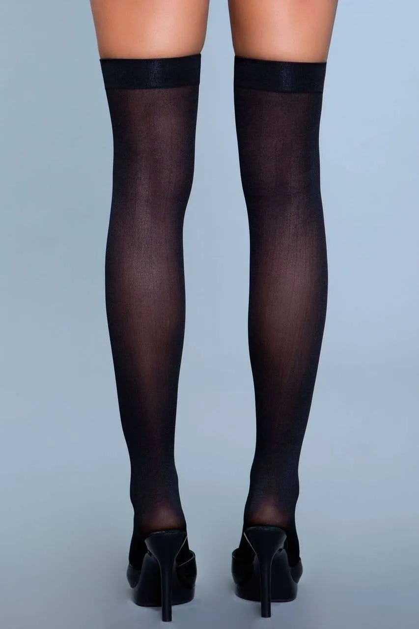 1932 Opaque Nylon Thigh Highs Black