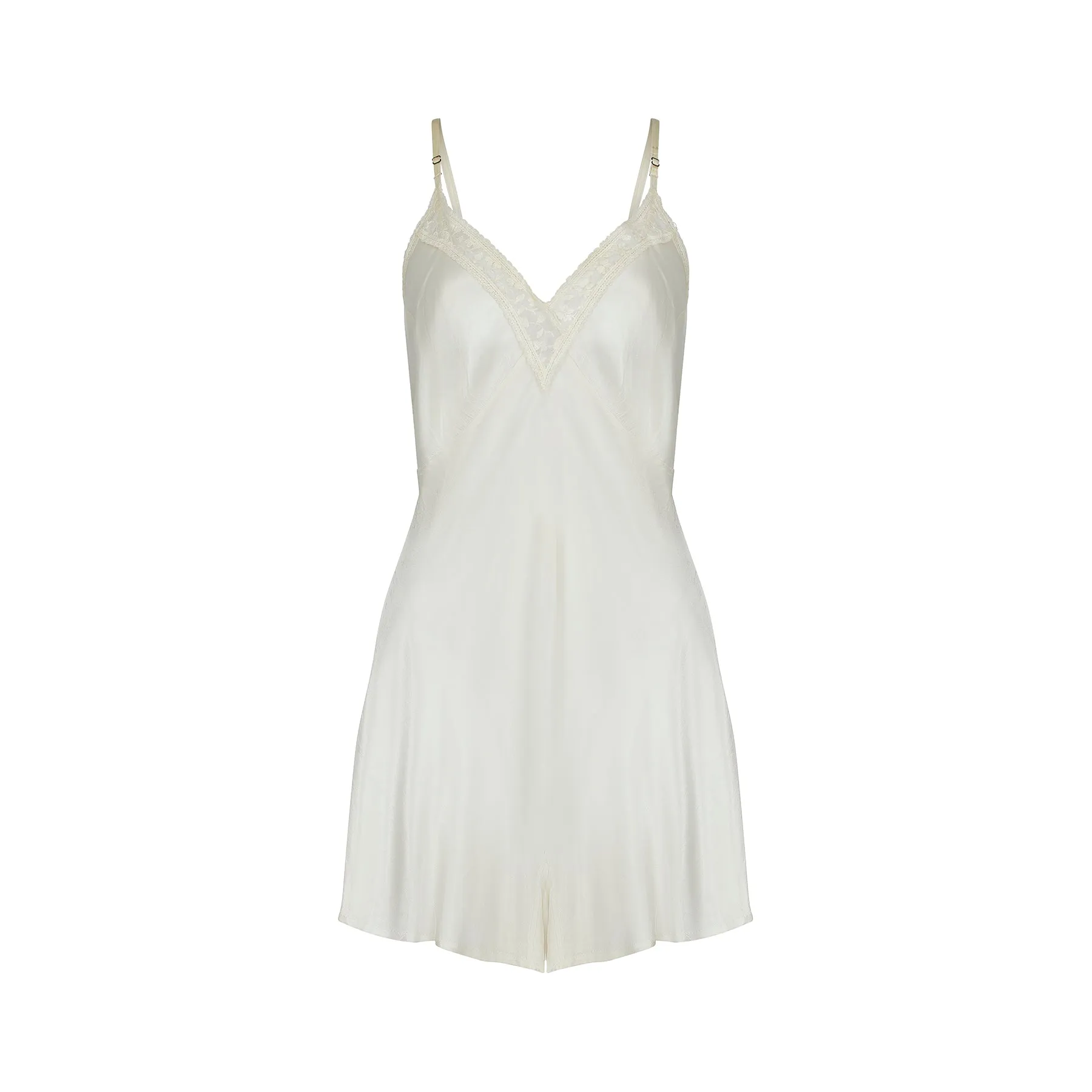 1940s CC41 Cream Satin and Lace Teddy Slip