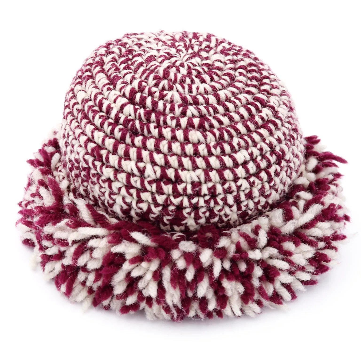 1970s Yves Saint Laurent Burgundy & White Knit Hat