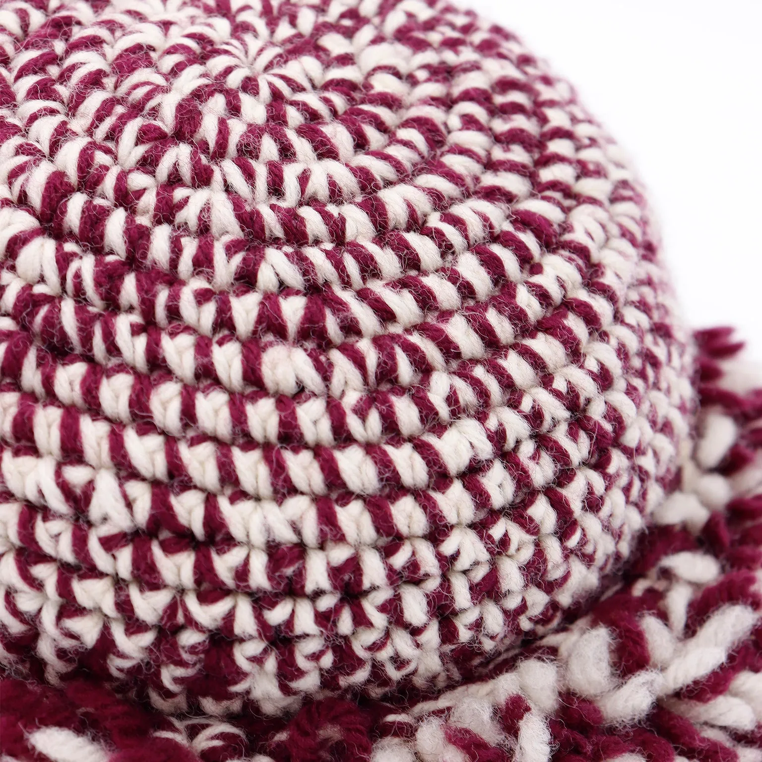 1970s Yves Saint Laurent Burgundy & White Knit Hat