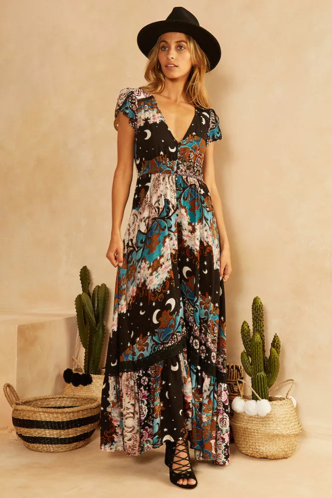 Art Generation Maxi Dress Black