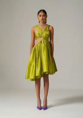 Asymmetrical Taffeta Cut-Out Dress