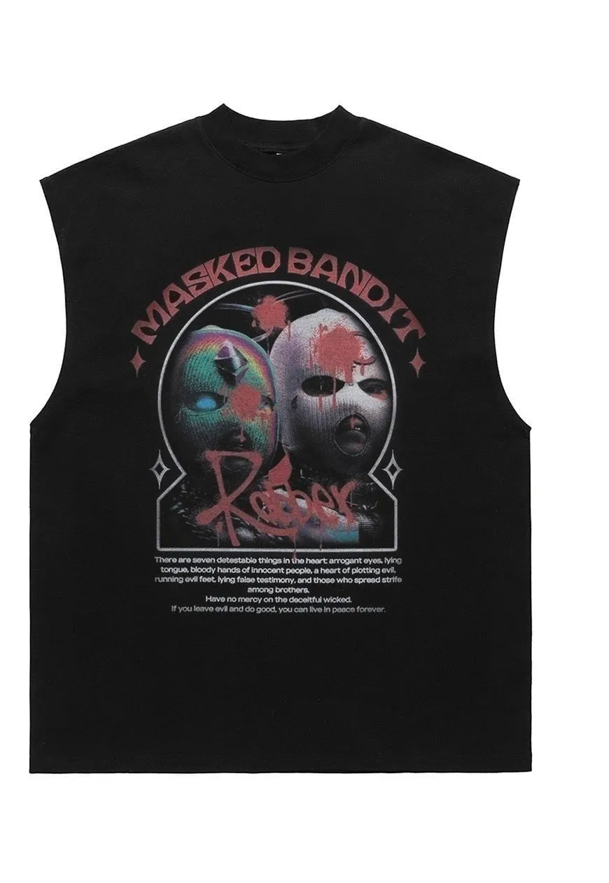 Balaclava tank top surfer vest retro sleeveless rap t-shirt