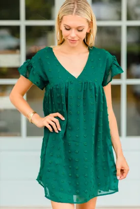 Be With You Hunter Green Swiss Dot Dress