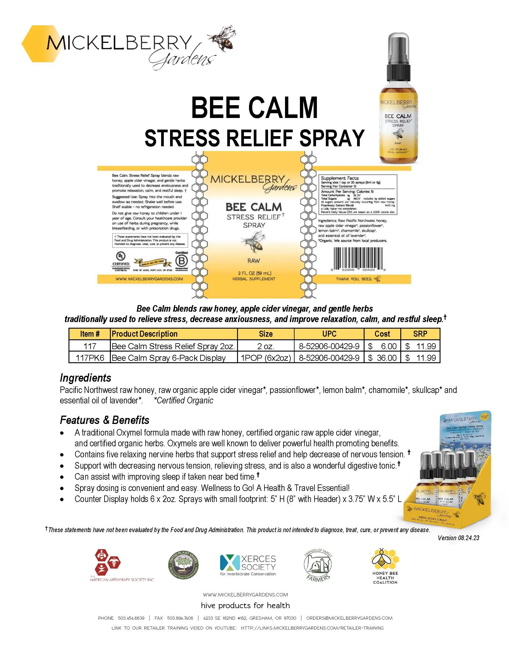 Bee Calm Stress Relief Spray