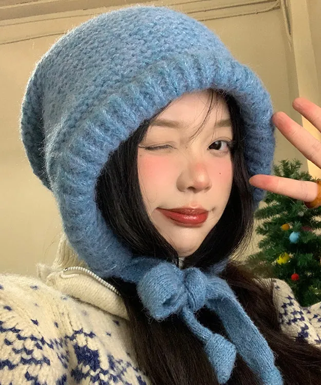 Boutique Blue Thick Warm Knit Bonnie Hat WB021