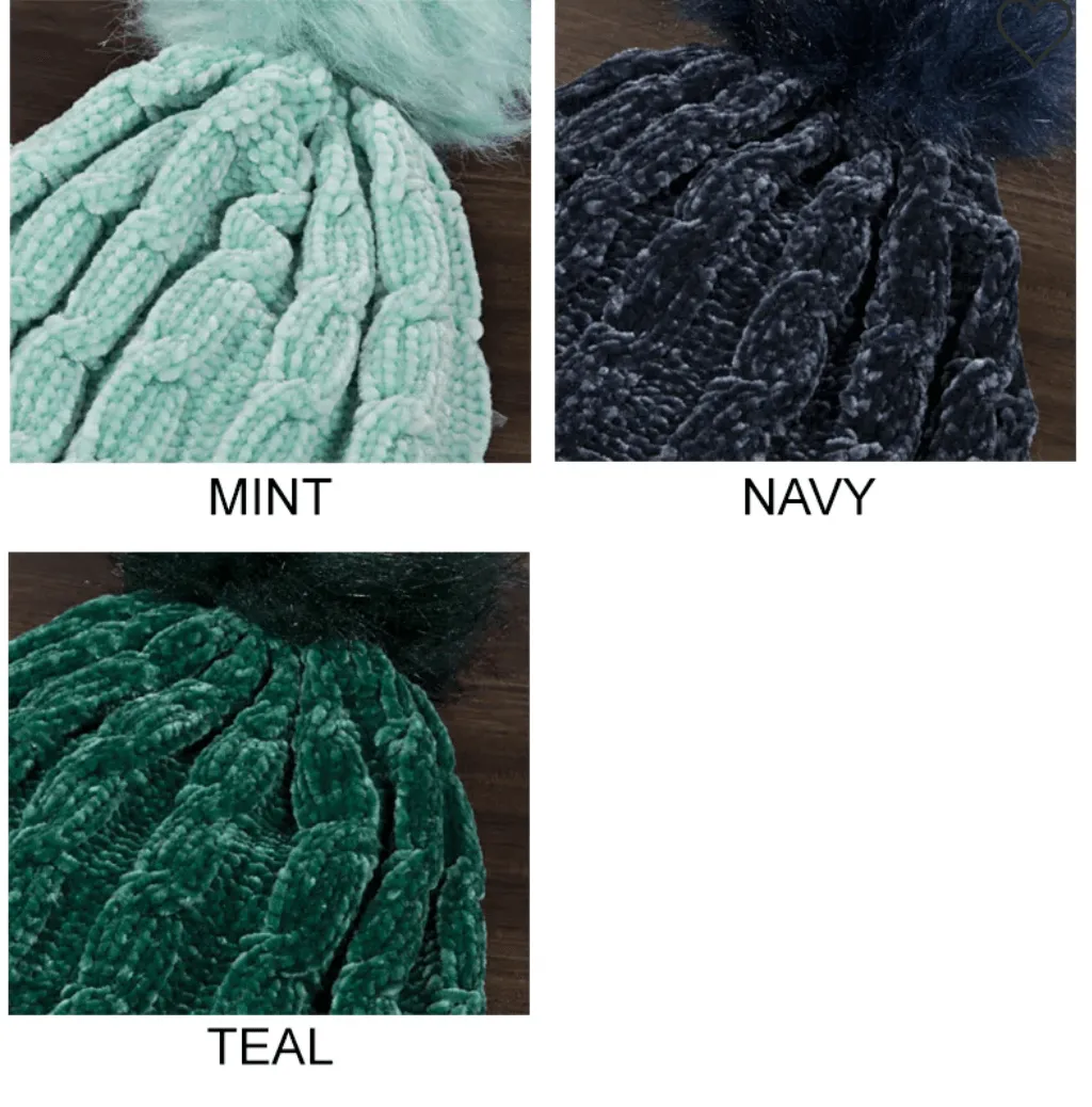 Chenille Soft Cable Knit Beanie Hat in Many Colors One Size 5013