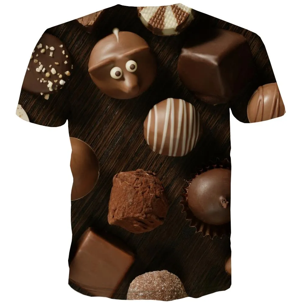 Chocolate T-shirt Men Brown Tshirts Novelty Delicious Tshirt Anime Bitter Shirt Print