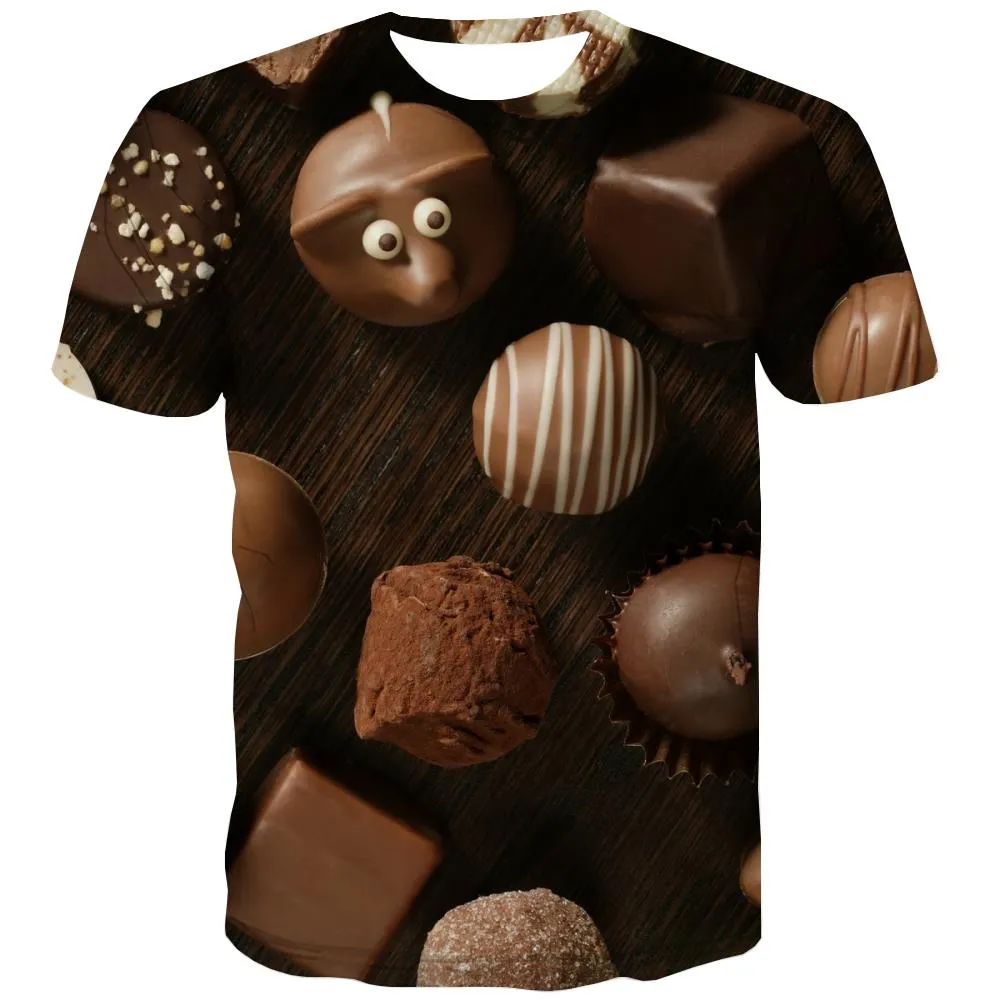 Chocolate T-shirt Men Brown Tshirts Novelty Delicious Tshirt Anime Bitter Shirt Print