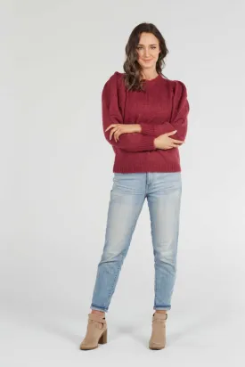 CREW NECK PULLOVER WITH PUFF SLEEVES