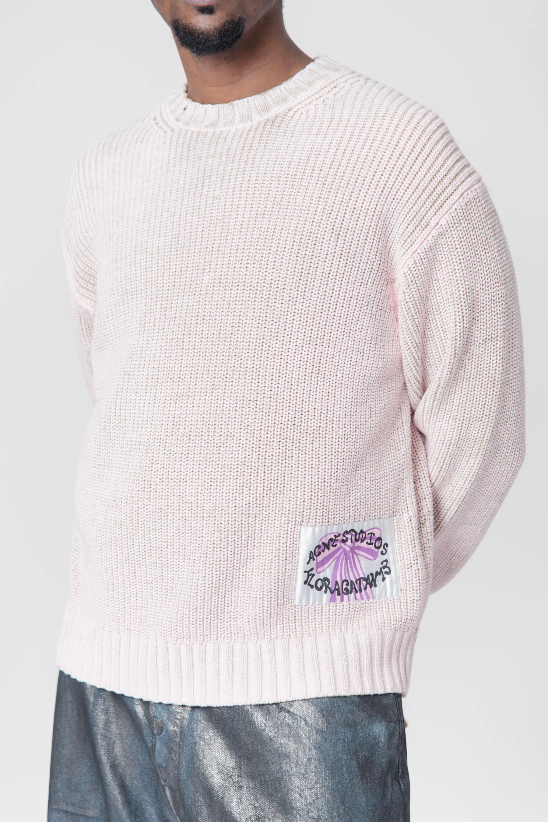 Crewneck Jumper Pale Pink/Vintage Beige FN-MN-KNIT000463