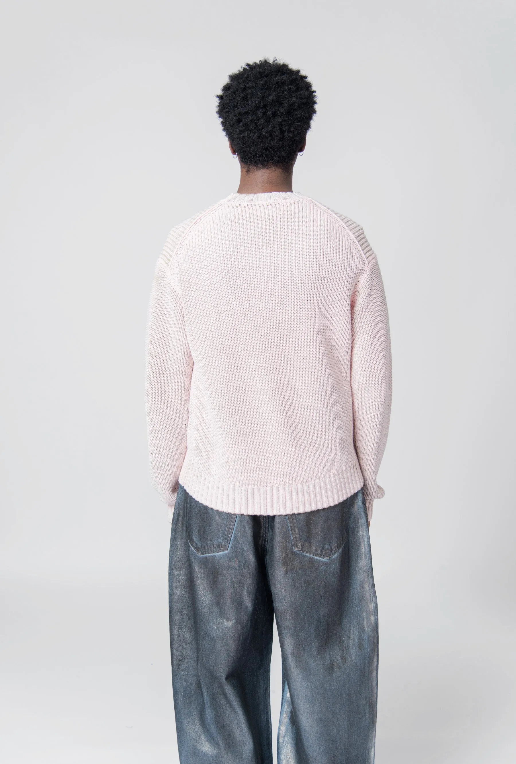 Crewneck Jumper Pale Pink/Vintage Beige FN-MN-KNIT000463