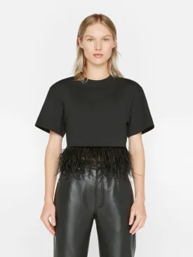 Cropped Feather Tee -- Noir