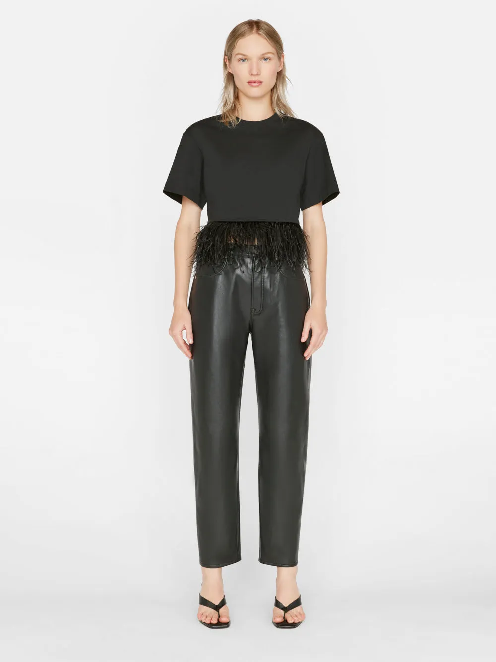 Cropped Feather Tee -- Noir