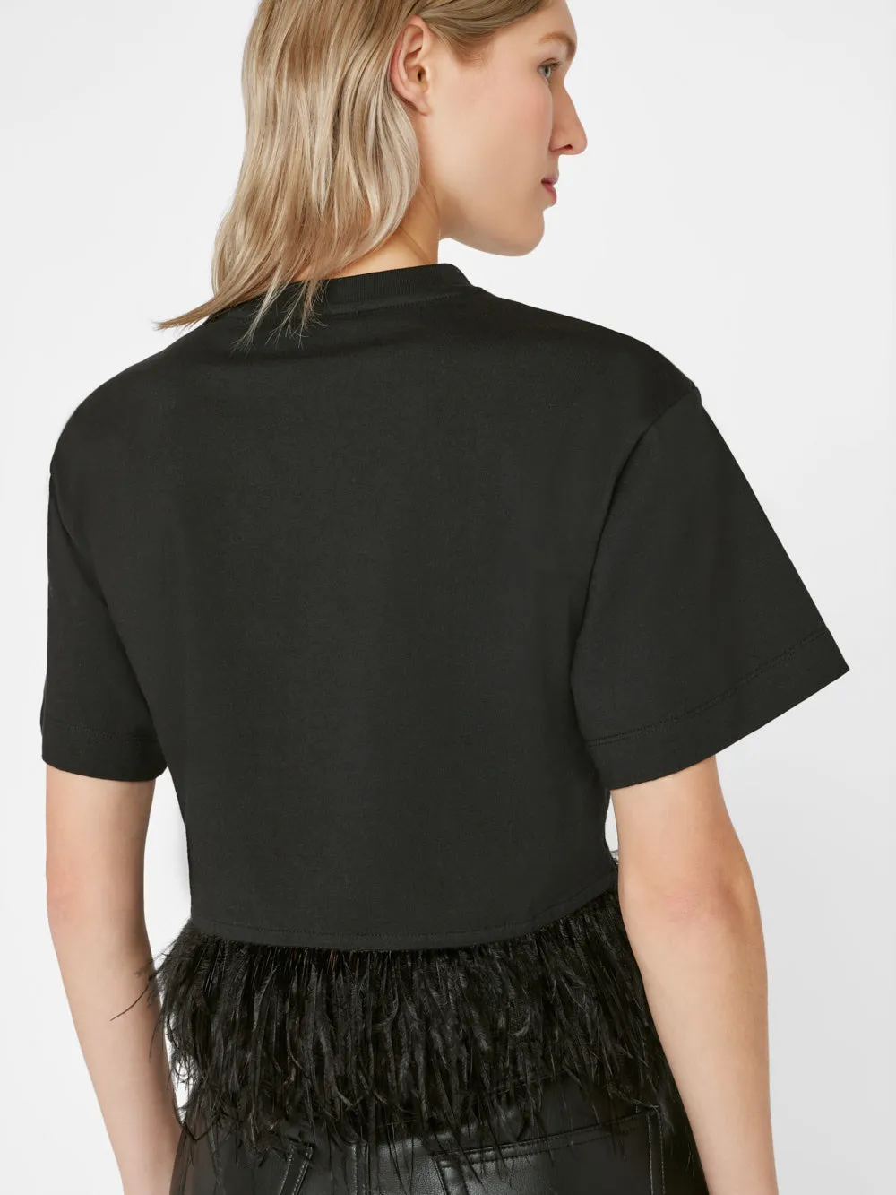 Cropped Feather Tee -- Noir