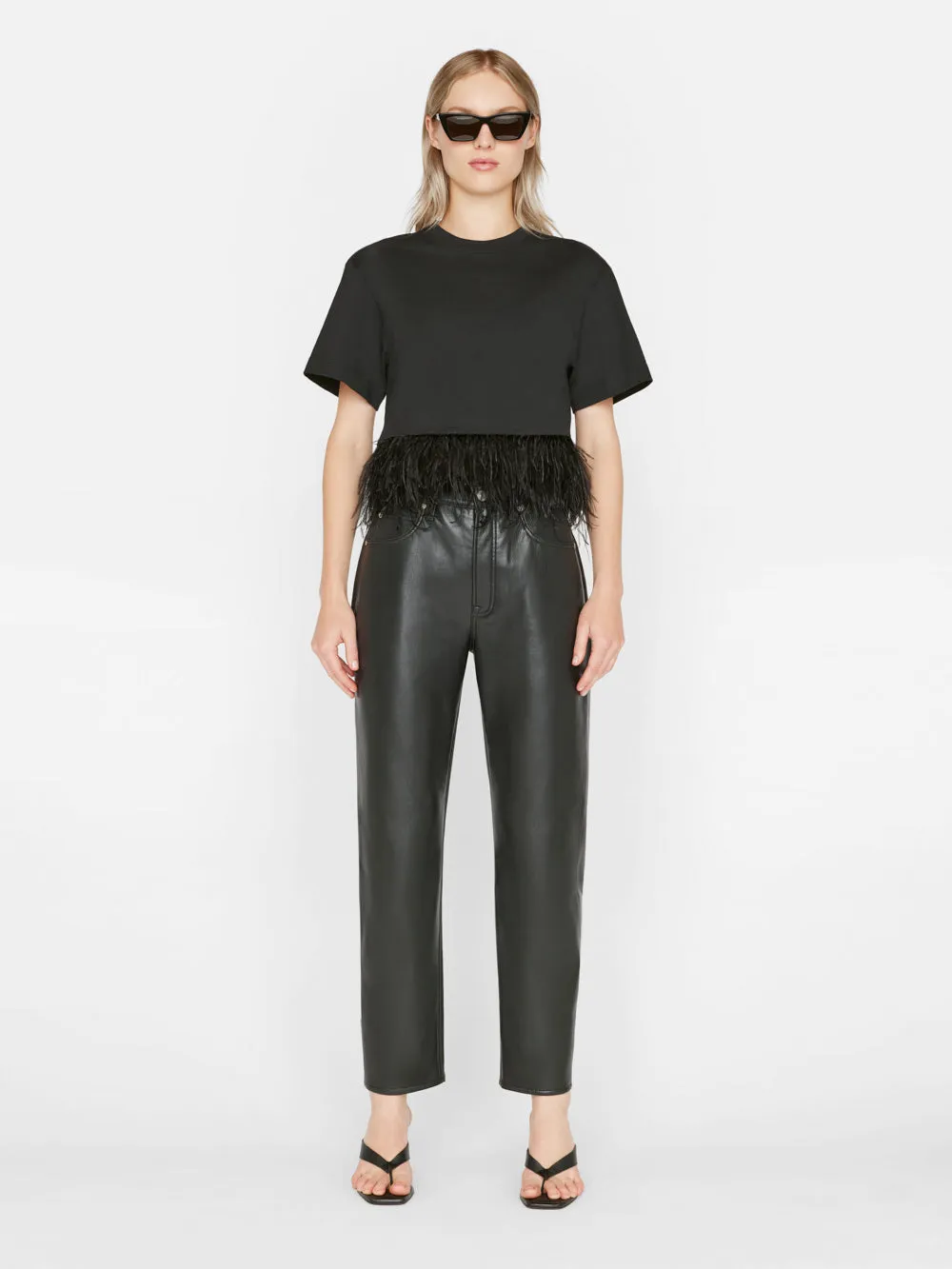 Cropped Feather Tee -- Noir