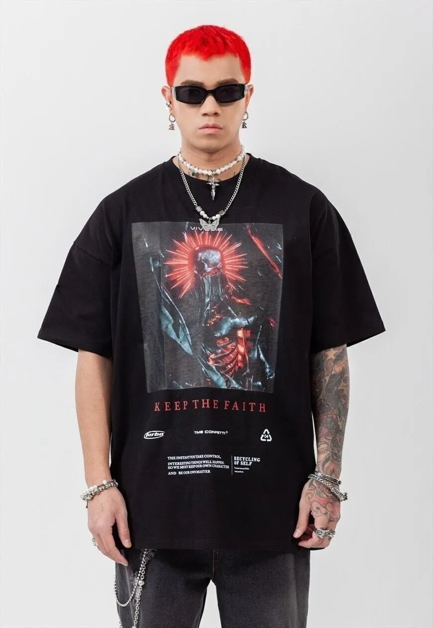 Cyber punk t-shirt grunge monster tee punk raver top black