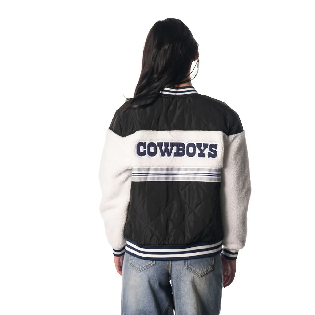 Dallas Cowboys Sherpa Bomber Jacket - Black/Cream