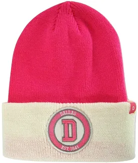 Dallas Texas D Patch Cuff Knit Winter Beanie Hat (Pink/White)