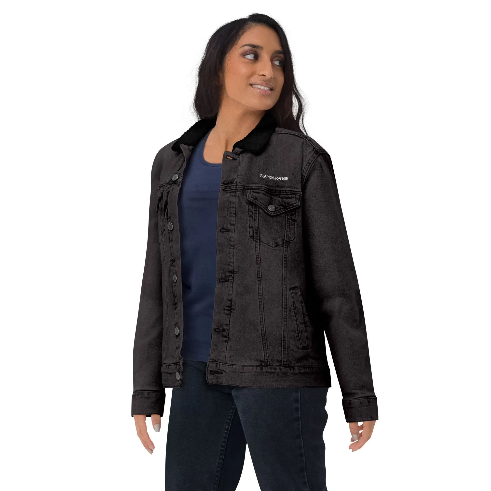 Denim Light & Denim Jacket Black For Women (Glamourange Sherpa Denim Jackets Womens)