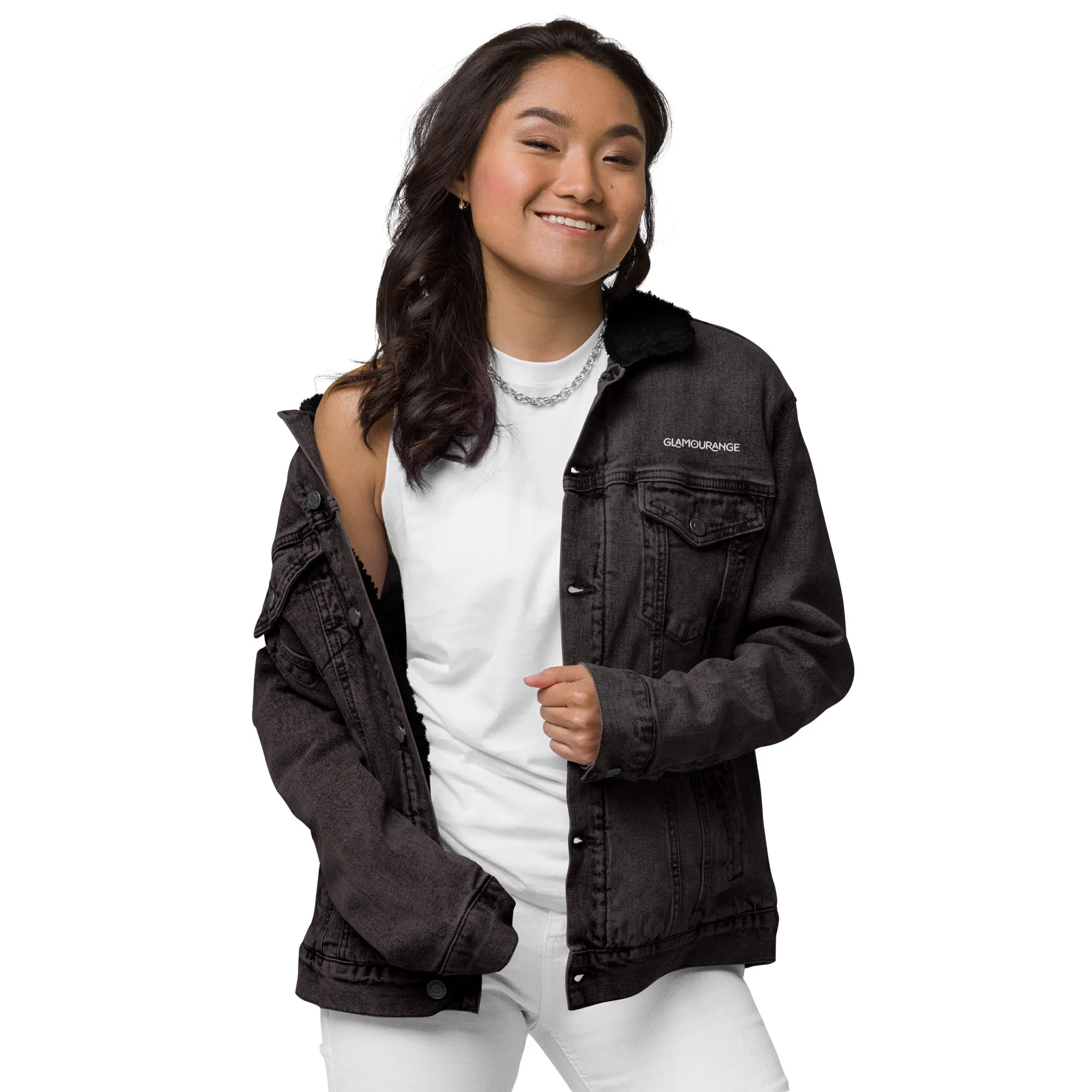 Denim Light & Denim Jacket Black For Women (Glamourange Sherpa Denim Jackets Womens)