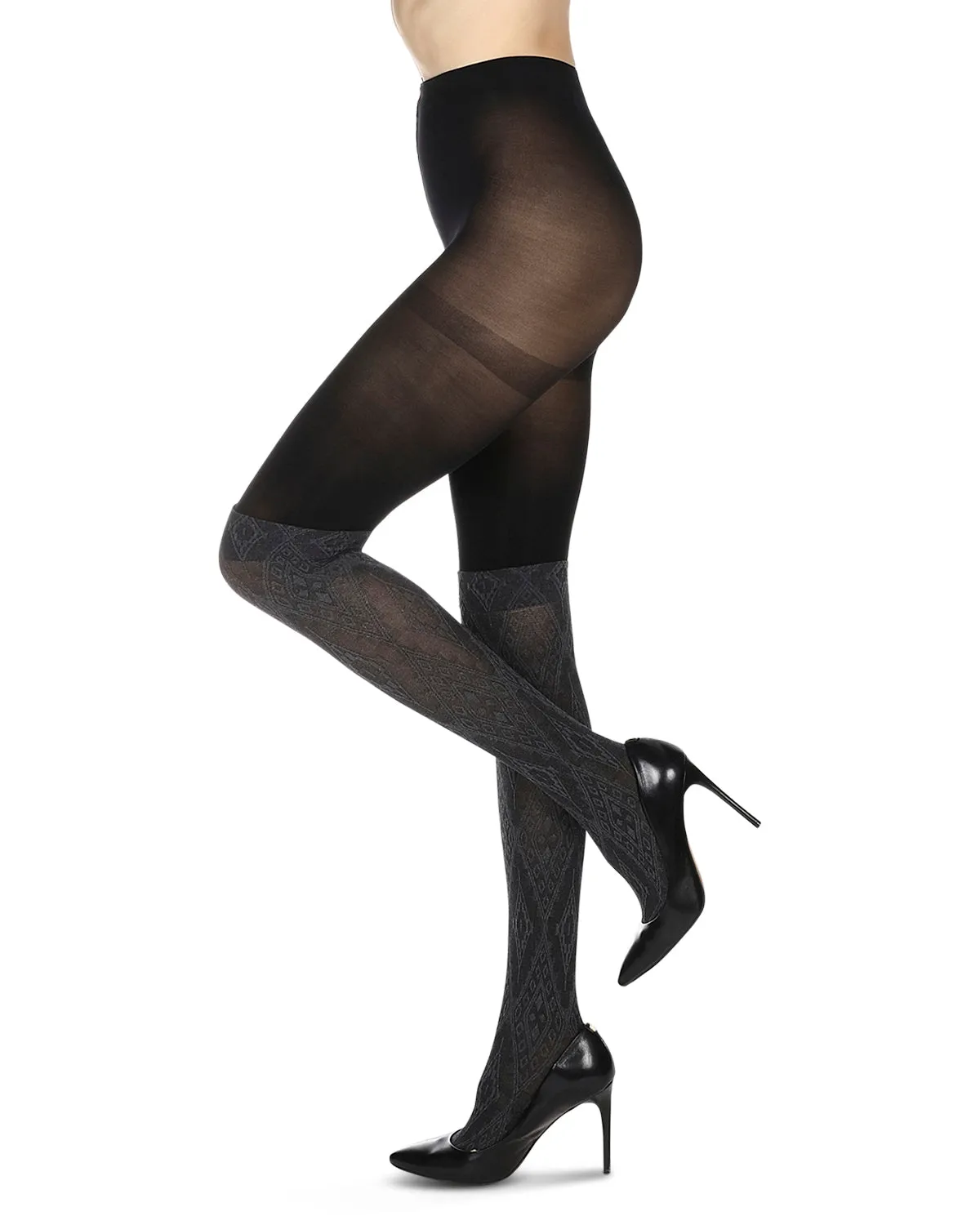 Diamond Stretch Layered-Look Tights