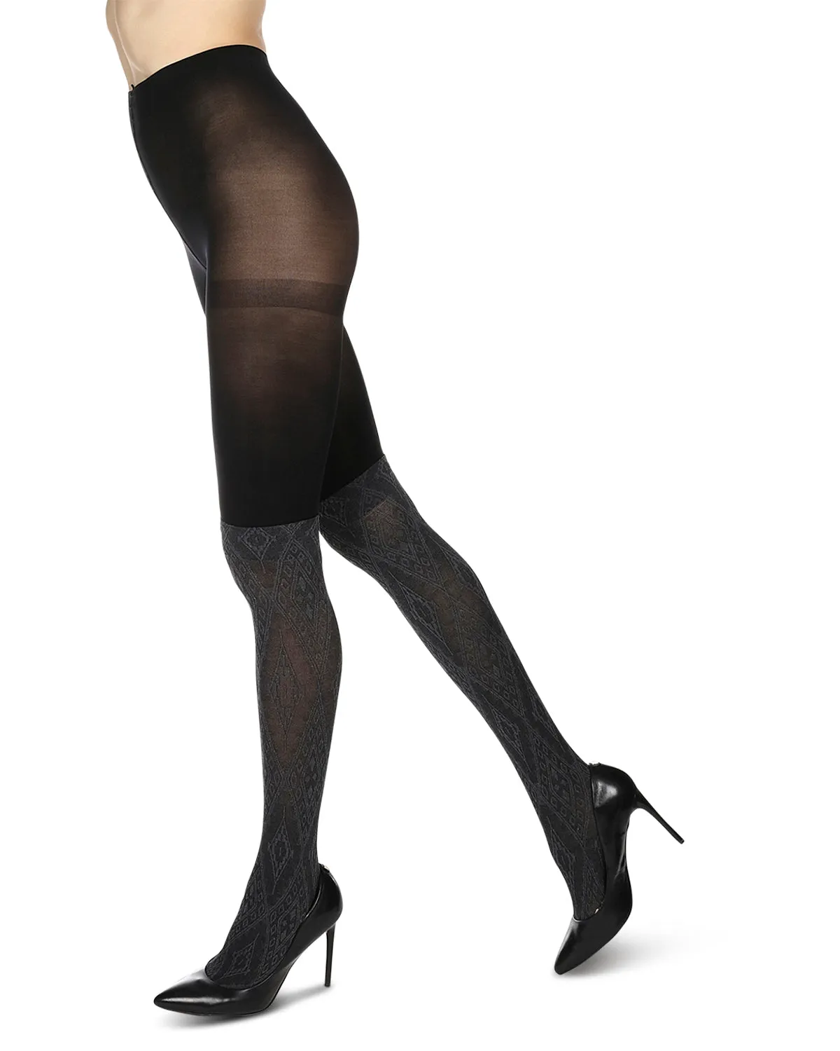 Diamond Stretch Layered-Look Tights