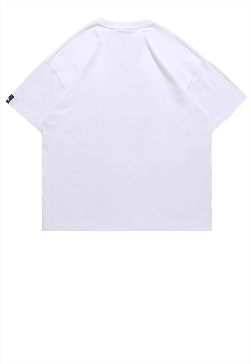 Disc print t-shirt retro saw tee grunge CD top in white