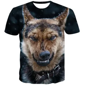 Dog T shirts Men Animal T-shirts Graphic Ferocious Tshirts Novelty Snow Tshirts Casual