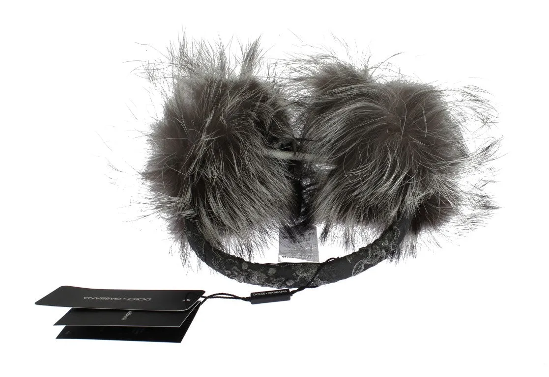 Dolce & Gabbana Elegant Fur and Crystal Ear Muffs