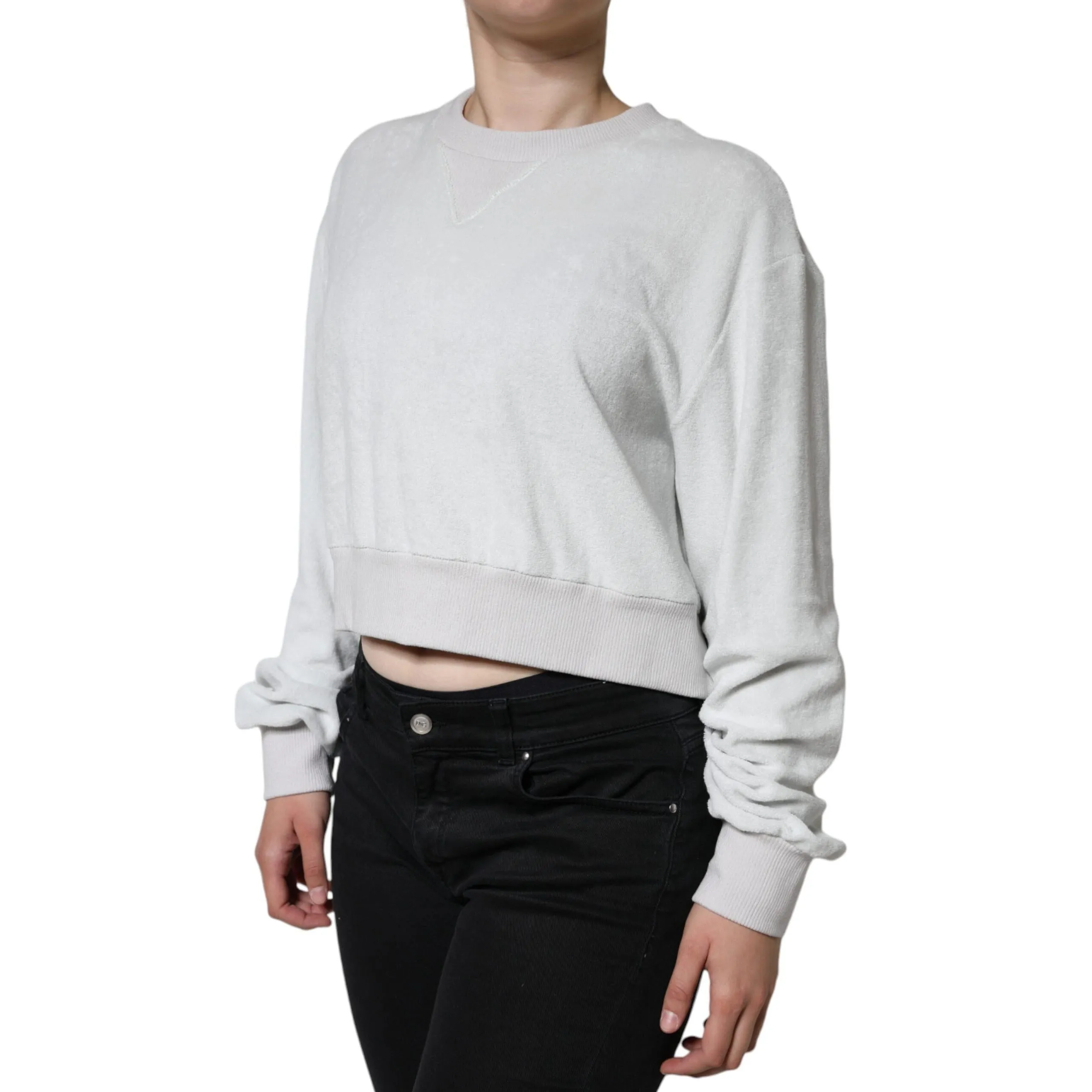 Dolce & Gabbana White Nylon Stretch Crew Neck Pullover Sweater