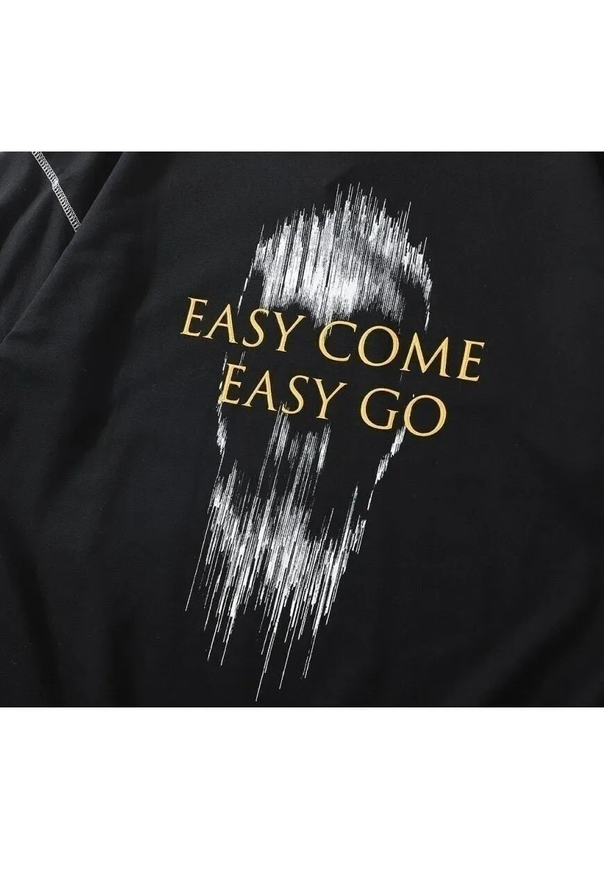 Easy slogan tee golden foil graffiti t-shirt punk top black