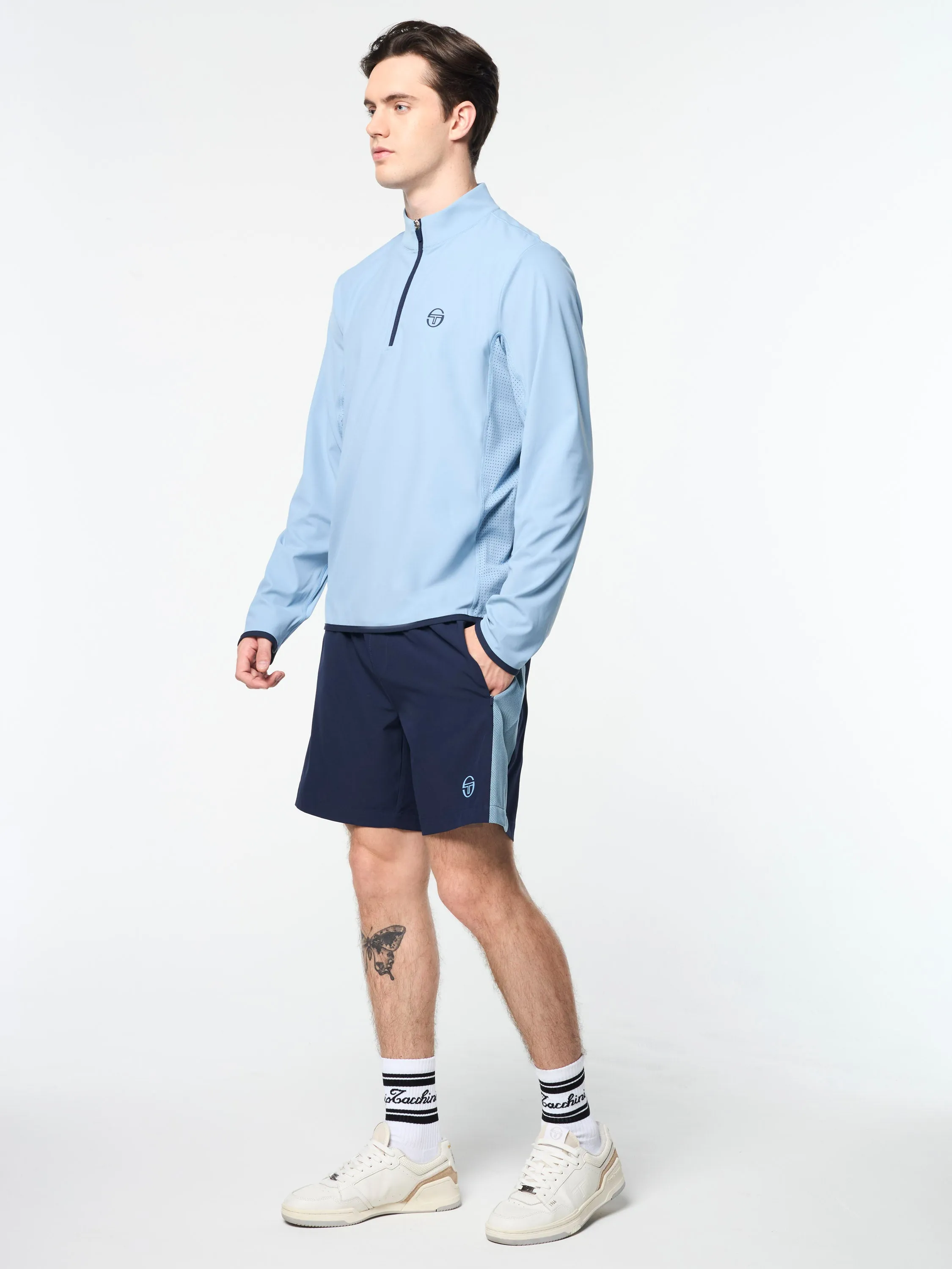 Elio 1/4 Zip Pullover- Faded Denim