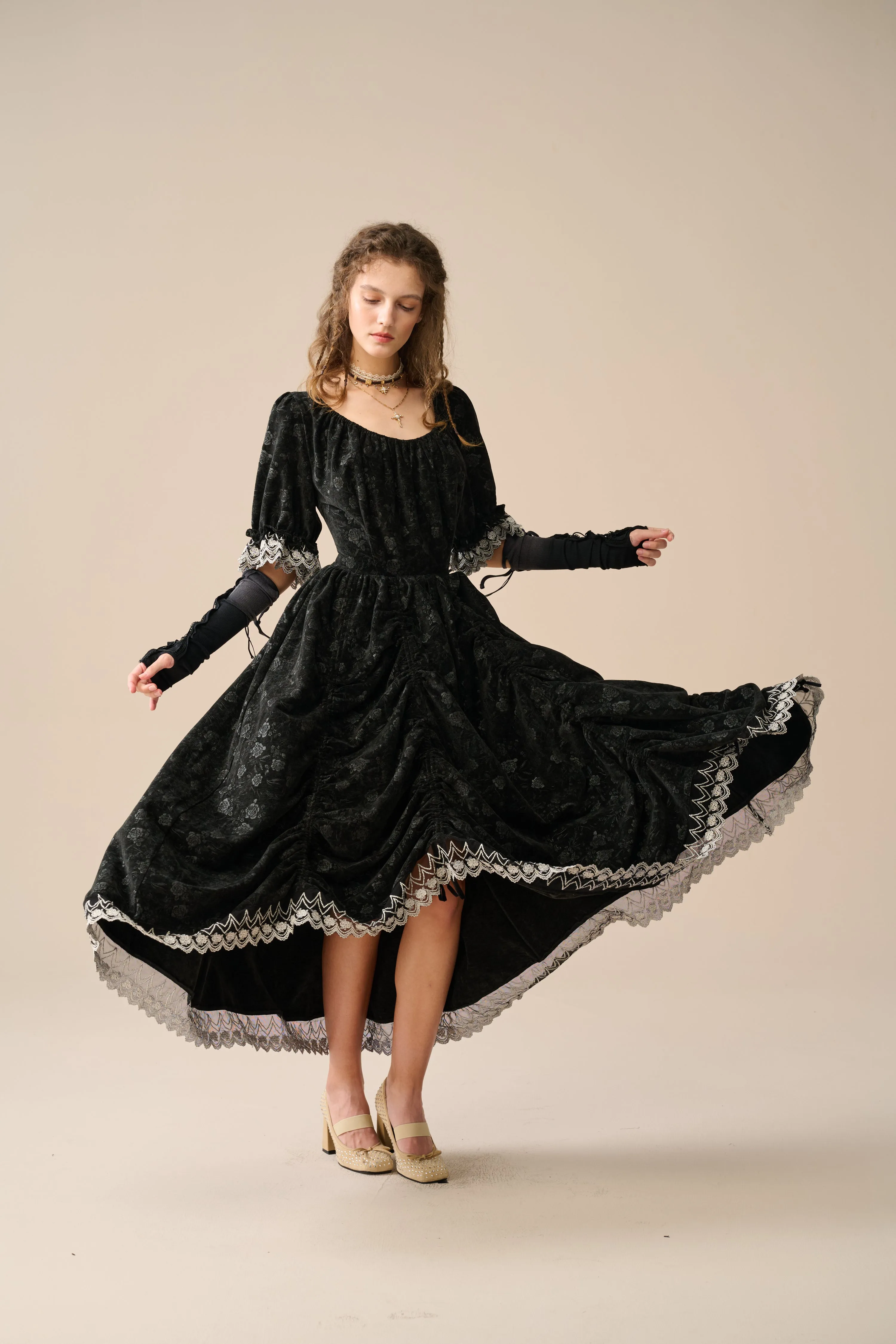 Elowen 27 | Lace velvet dress gown ( 2 way to wear )