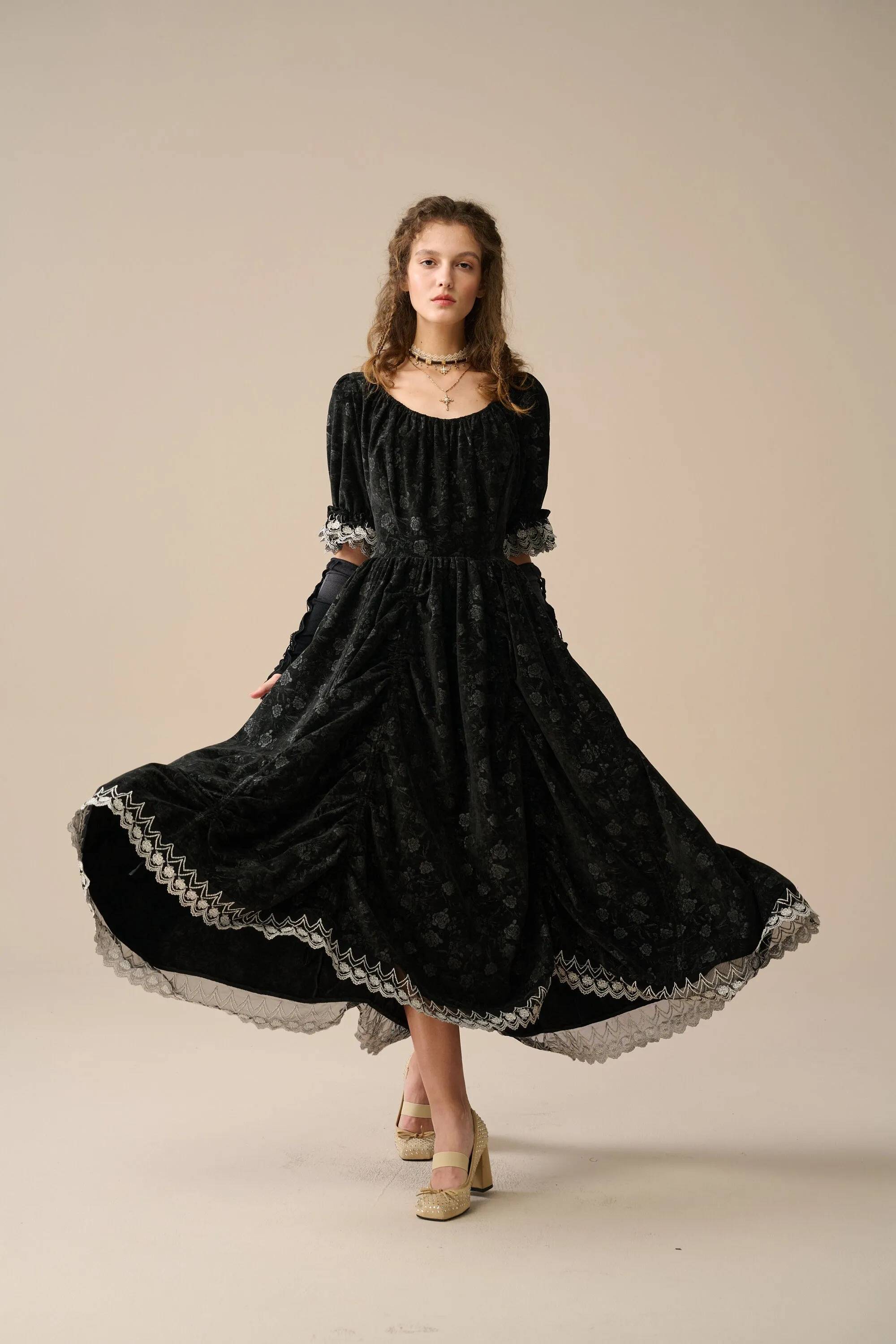 Elowen 27 | Lace velvet dress gown ( 2 way to wear )