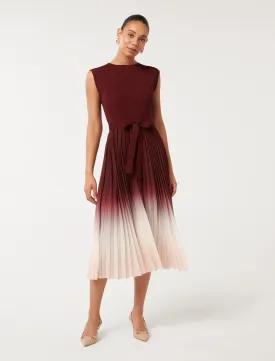 Elsie Ombre Pleat Midi Dress