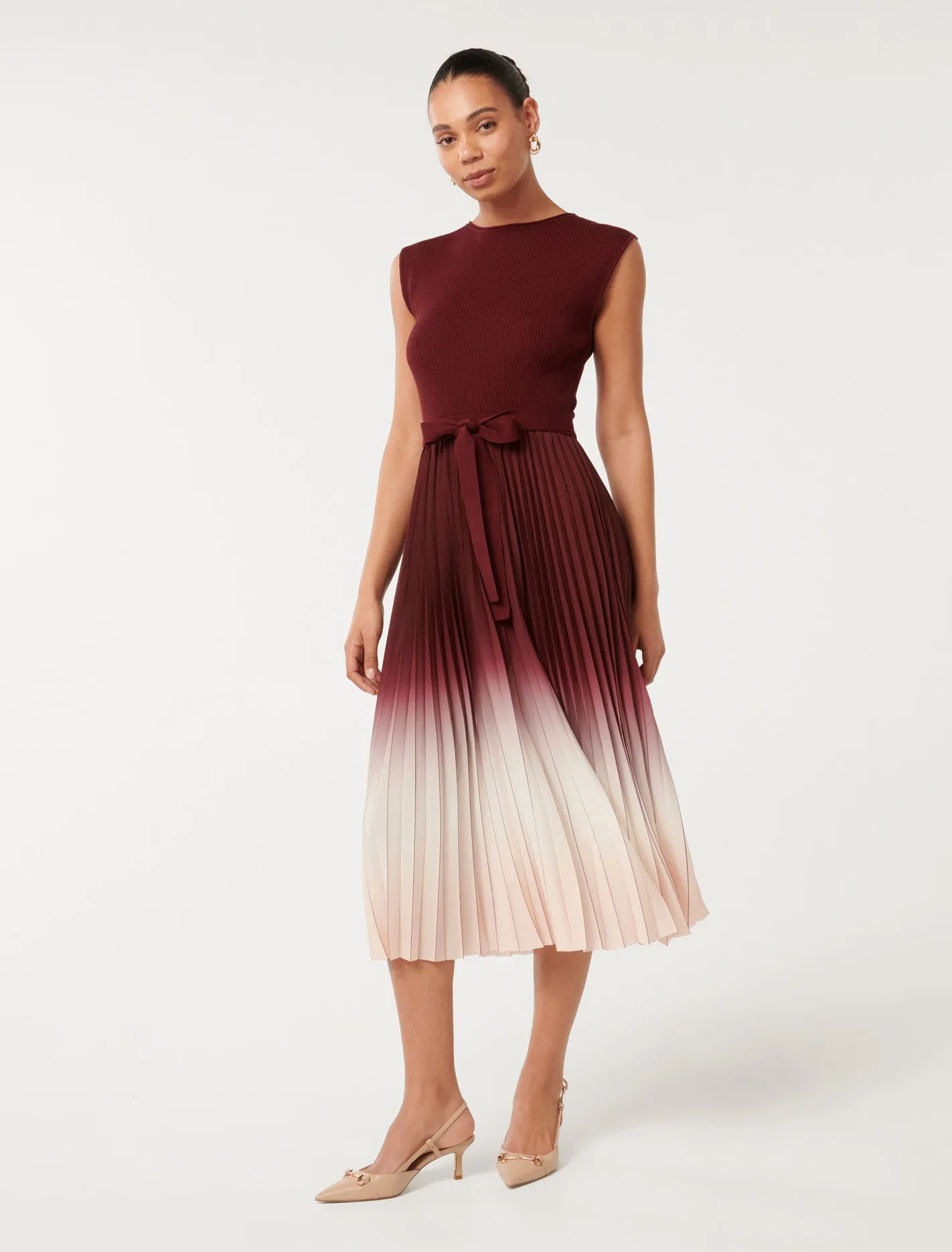 Elsie Ombre Pleat Midi Dress