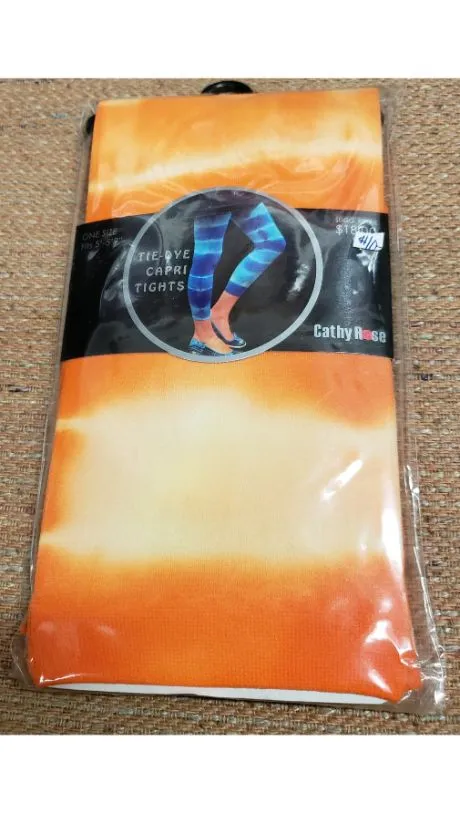 Emersyn --  Women's Nylon Fashion Tights -- Orange Tye Dye