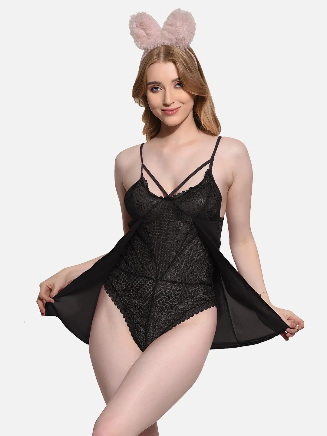 FIMS Babydoll Lingerie Nightwear for Honeymoon | Sexy Teddy Babydoll Nightwear