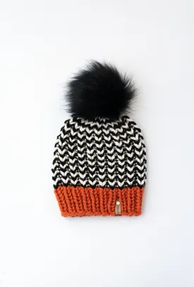 Go Bears Orange and Black Team Color Knit Hat with Faux Fur Pom Pom