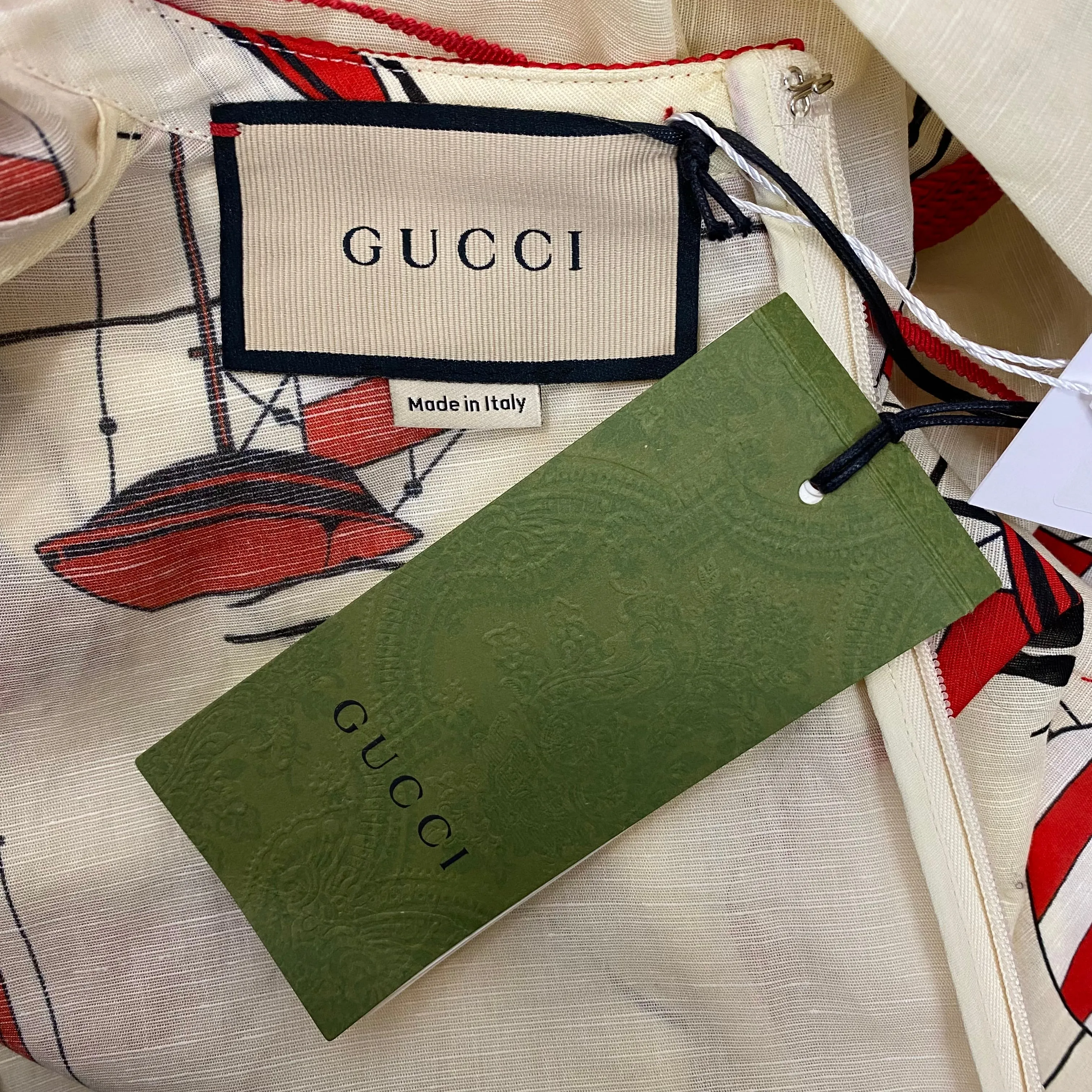 Gucci £2000 Sailboat-Print Silk-Blend Tunic Dress XS