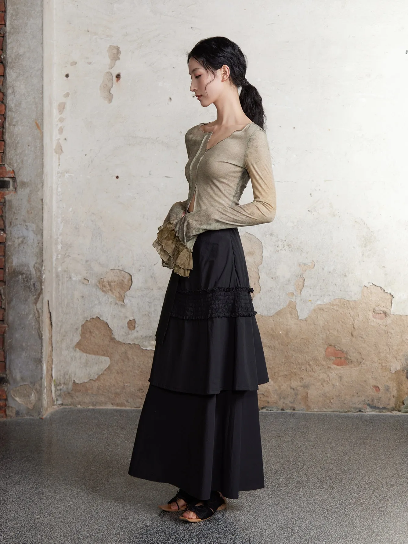 High Waist Layered Design Skirt