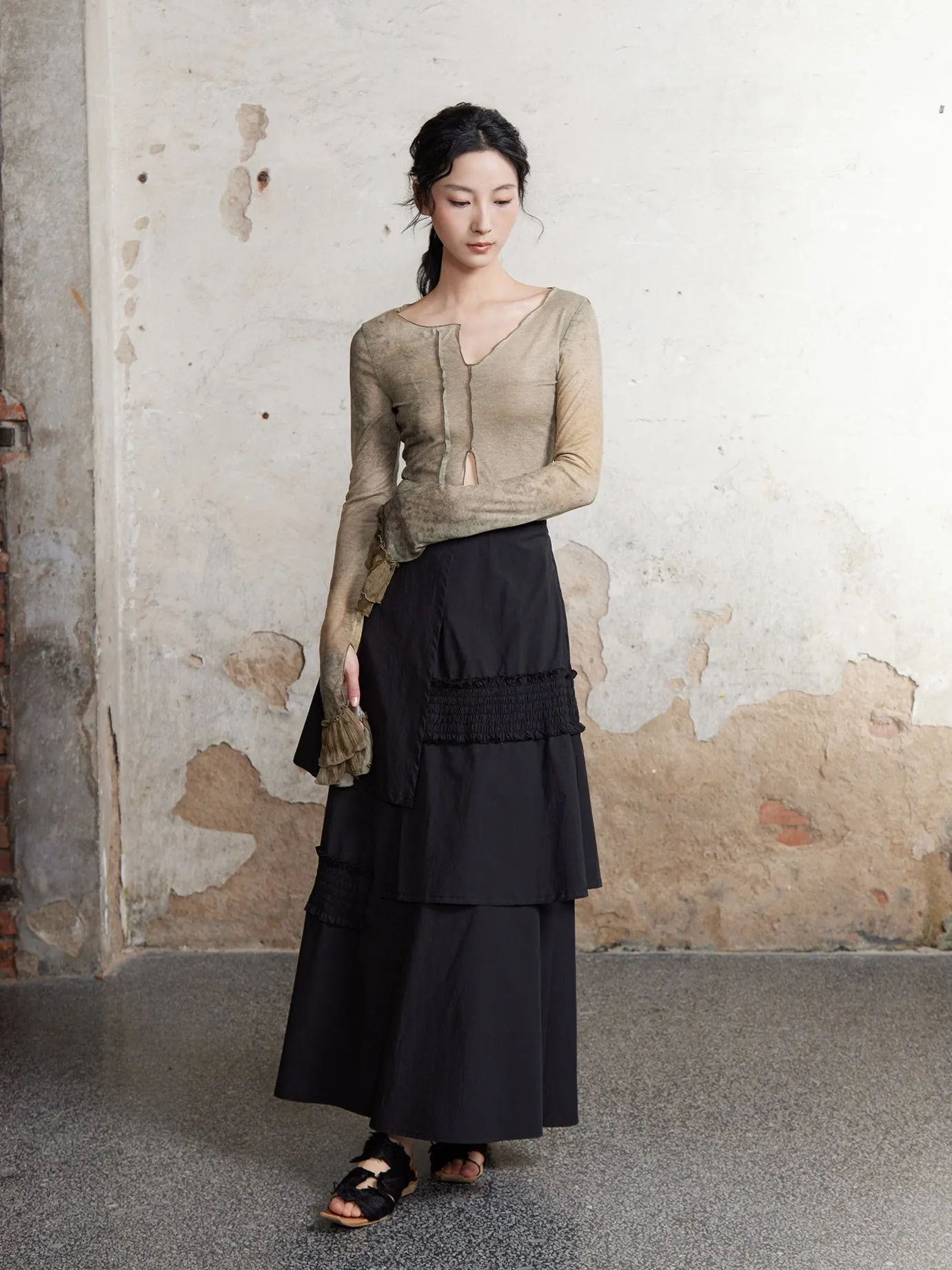 High Waist Layered Design Skirt