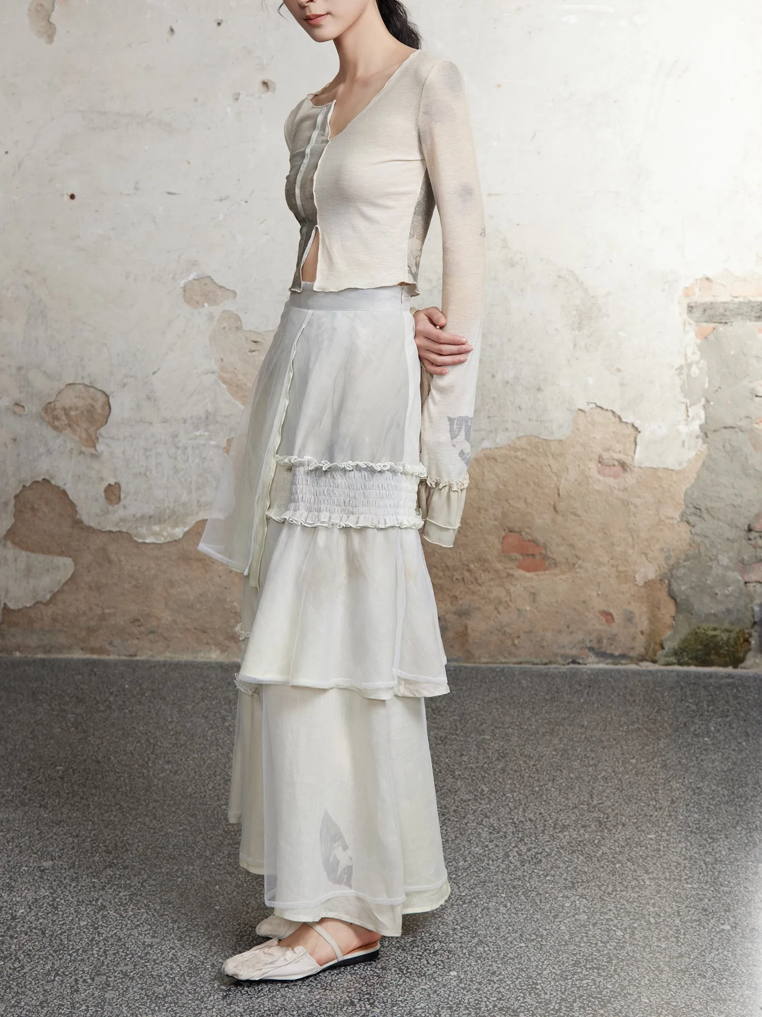 High Waist Layered Design Skirt