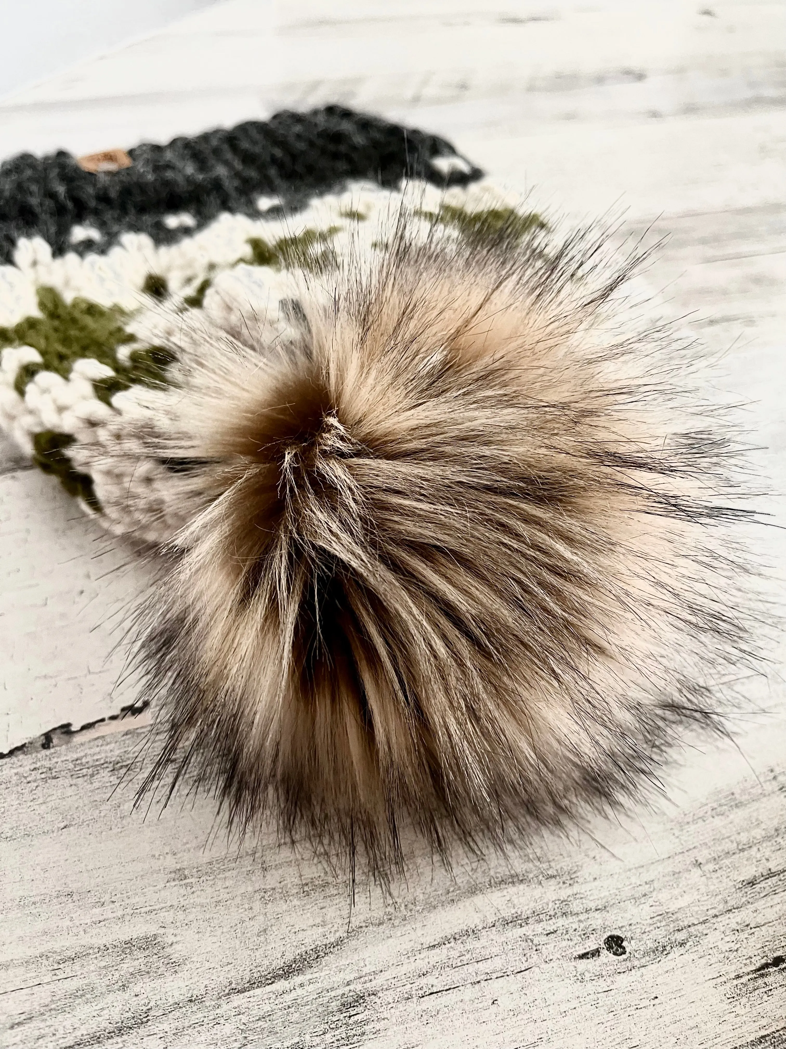 Holiday Tree Beanie with Faux Fur Pom