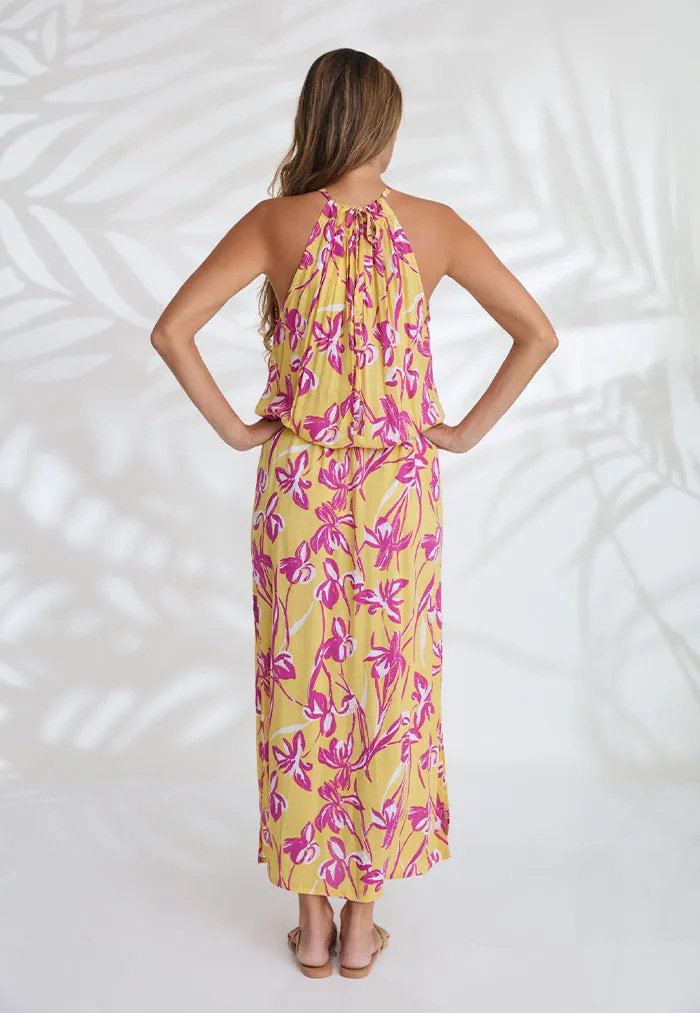 Indii Breeze Susan Halter Maxi Dress - Daffodil