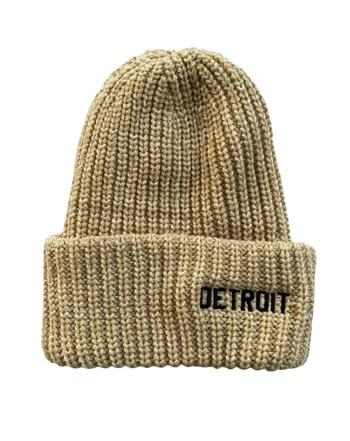 Ink Detroit Basic Detroit Lumberjack Knit Beanie with Cuff - Oatmeal