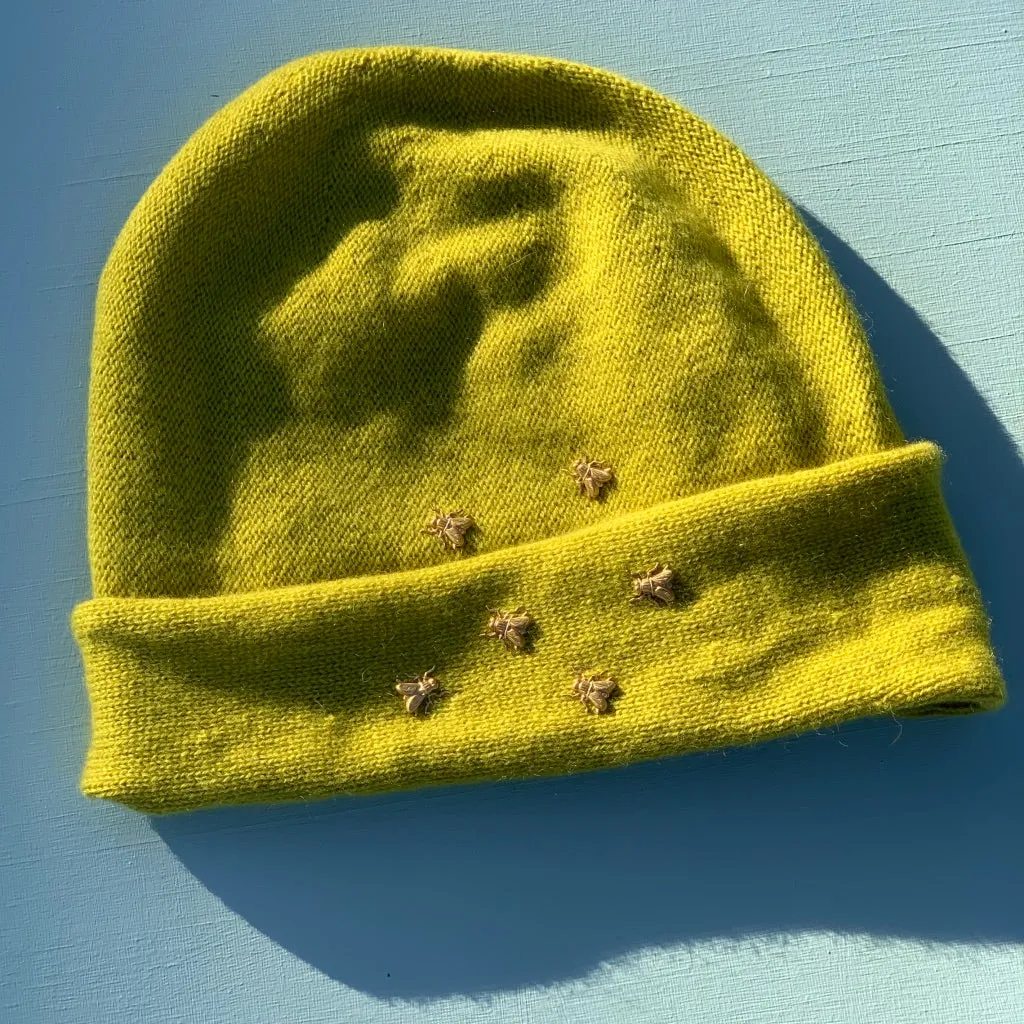 Isabella Beanie in Citron Cashmere