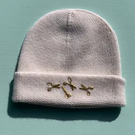 Isabella Beanie in Winter White Cashmere