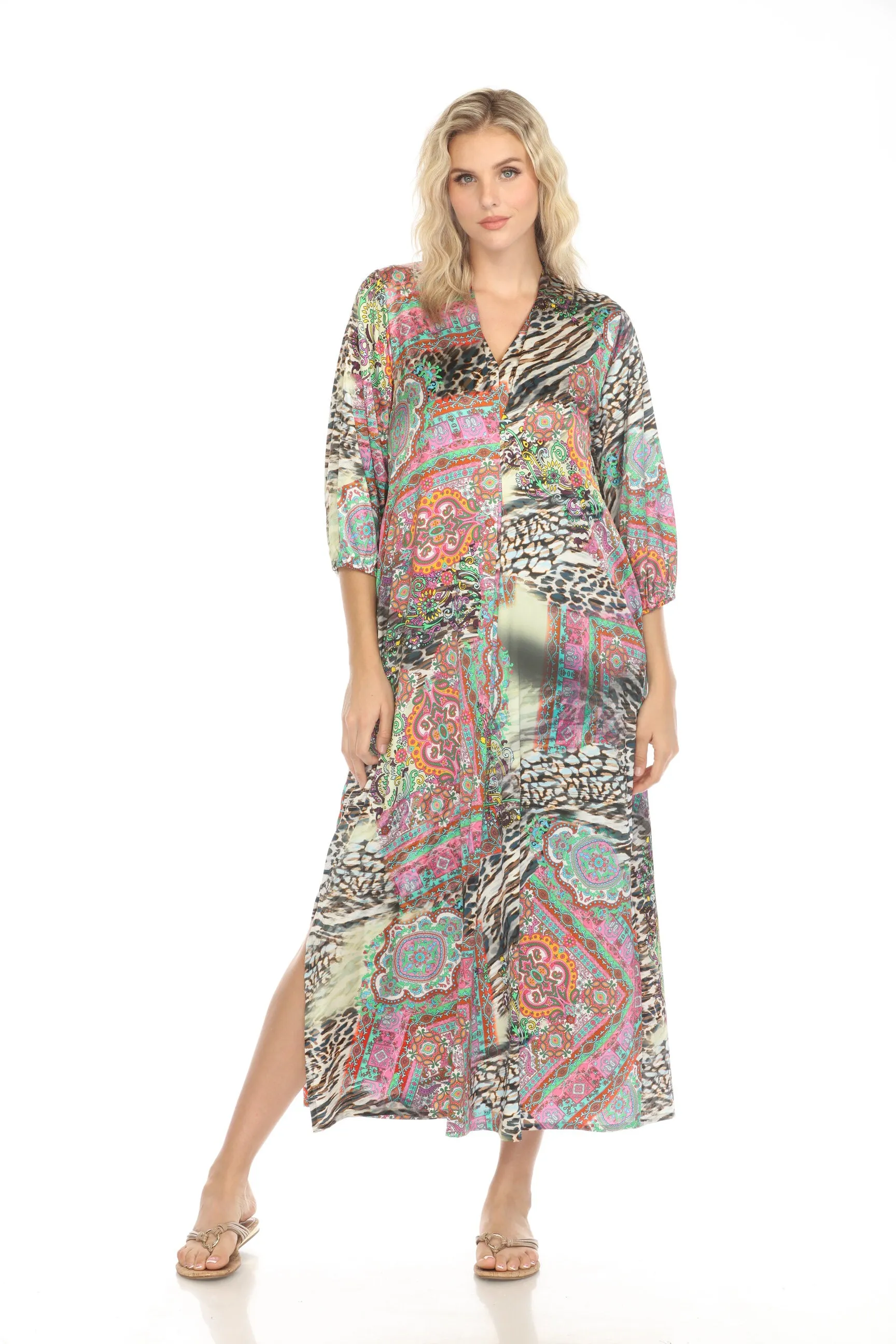 Johnny Was Kahinu Paisley Tie Silk Maxi Dress C36624BE